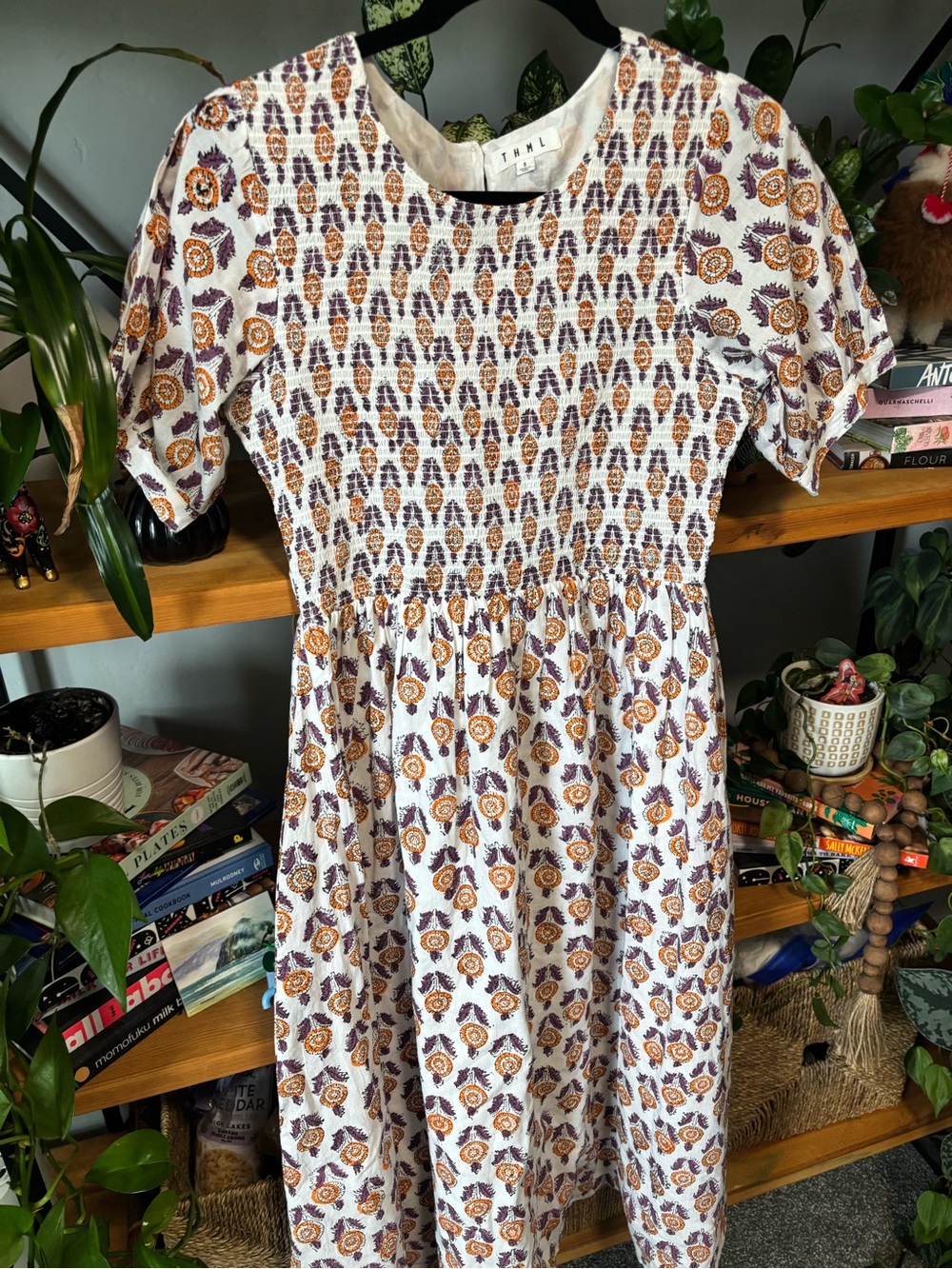 THML Smocked Midi Dress Small - Picture 3 of 7